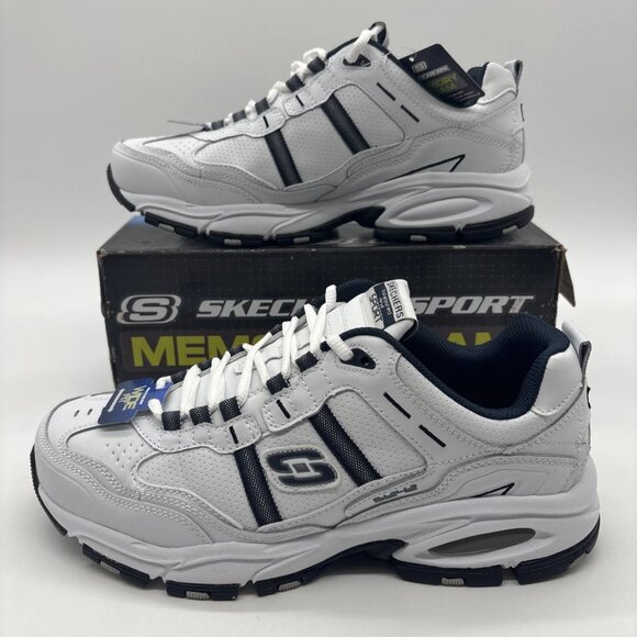 Skechers Vigor 2.0 Serpentine 51242EW/WNV White/Navy - Men’s US Size 10 Wide Fit - Picture 1 of 16